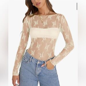 Elegant Cream Lace Women Top